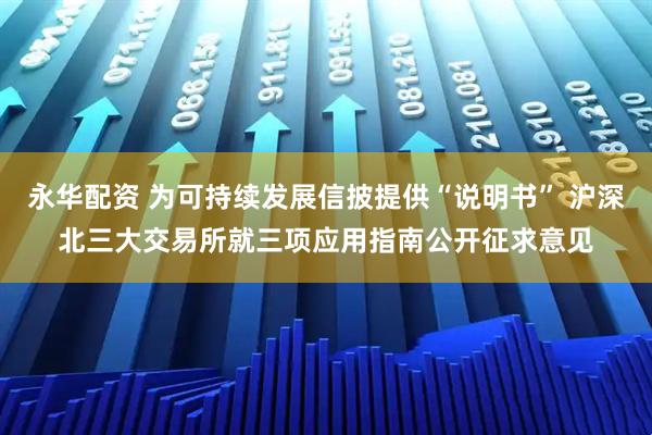 永华配资 为可持续发展信披提供“说明书” 沪深北三大交易所就三项应用指南公开征求意见